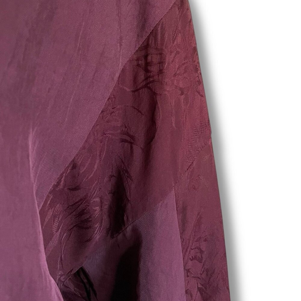 Vince Womens Midi Dress Sz Small Merlot Red Silk Jacquard Minimalist Blouson - Picture 9 of 12